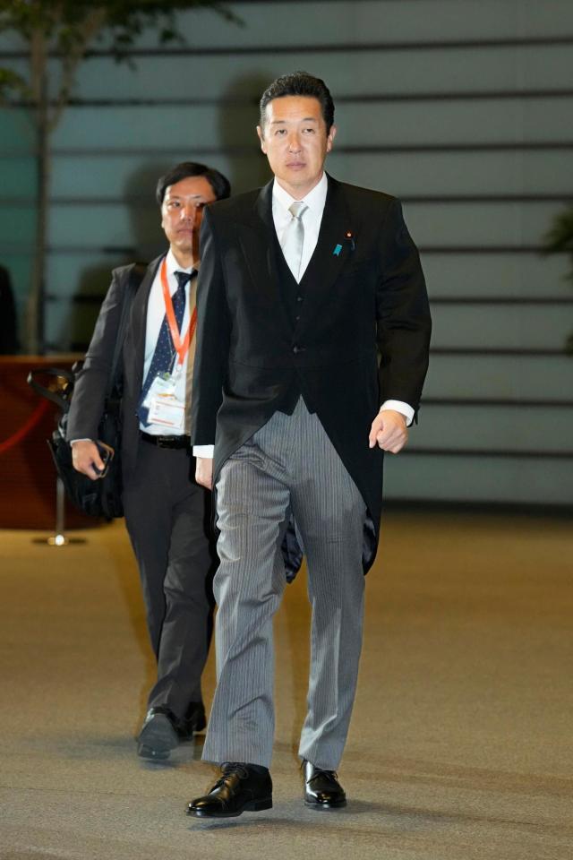 　皇居での認証式を前に首相官邸に入る黄川田仁志地方創生相＝２１日