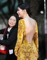 　「第３８回東京国際映画祭」レッドカーペットに登場した出口夏希（撮影・伊藤笙子）