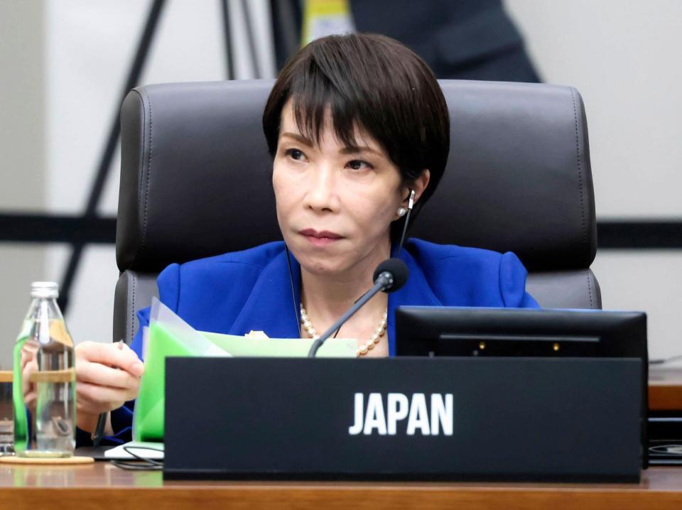 ＡＰＥＣ首脳会議の会合に臨む高市首相＝31日、韓国・慶州（内閣広報室提供・共同）