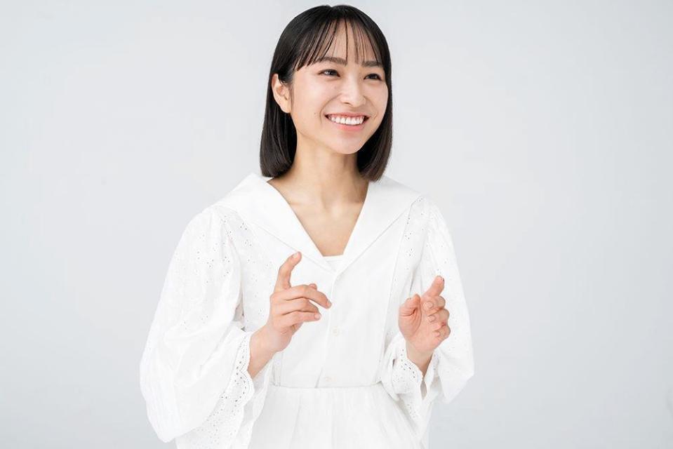 　インタビューに答える田牧そら