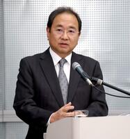 　会見するフジテレビ・清水賢治社長（撮影・金田祐二）