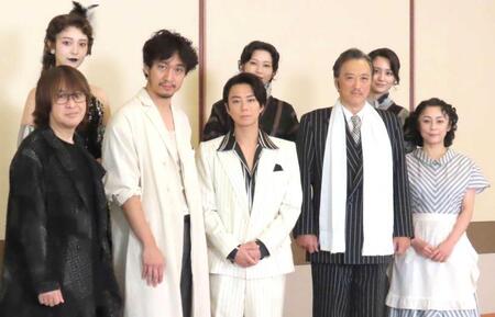 　（前列左から）深作健太、渡辺大、北山宏光、大鶴義丹、佐藤仁美、（後列同）阪口珠美、横山由依、岡田結実