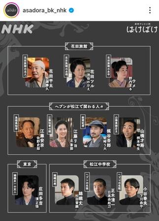 「ばけばけ」公式インスタグラム＠ａｓａｄｏｒａ＿ｂｋ＿ｎｈｋより