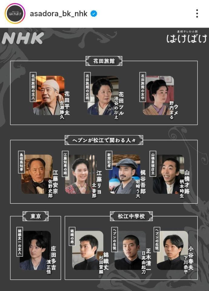 「ばけばけ」公式インスタグラム＠ａｓａｄｏｒａ＿ｂｋ＿ｎｈｋより