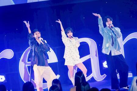 　Ｄｒｅａｍ５として１日限りの復活イベントを行った（左から）日比美思、大原優乃、高野洸