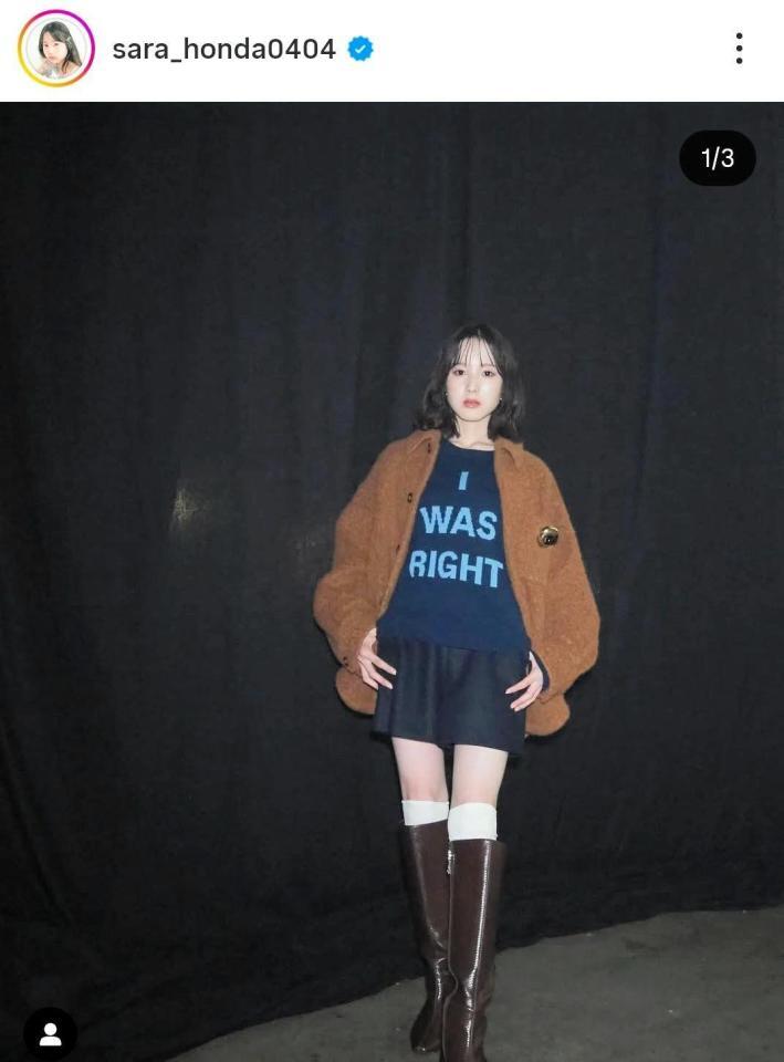 　ガルアワに出演した本田紗来。インスタグラム＠ｓａｒａ＿ｈｏｎｄａ０４０４（１０月１８日付）より