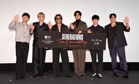 　公開前日ＳＰイベントを行ったＧＥＮＥＲＡＴＩＯＮＳの（左から）小森隼、白濱亜嵐、数原龍友、片寄涼太、佐野玲於、中務裕太（撮影・開出牧）