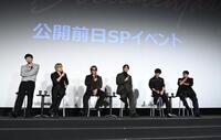 　イベントでトークをするＧＥＮＥＲＡＴＩＯＮＳの（左から）小森隼、白濱亜嵐、数原龍友、片寄涼太、佐野玲於、中務裕太（撮影・開出牧）