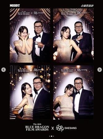 　ソン・イェジンの公式インスタグラム＠ｙｅｊｉｎｈａｎｄより（左から）ソン・イェジンとヒョンビンは「青龍映画賞」で人気賞を夫婦で受賞した