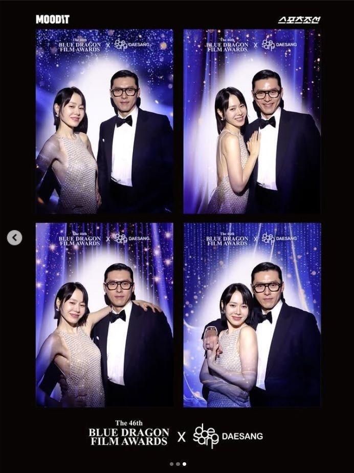 　ソン・イェジンの公式インスタグラム＠ｙｅｊｉｎｈａｎｄより（左から）ソン・イェジンとヒョンビンは「青龍映画賞」で人気賞を夫婦で受賞した