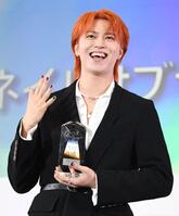 　ネイルオブザイヤーを受賞した松尾太陽（撮影・佐藤厚）