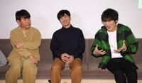 　トークで盛り上がる（左から）藤本敏史、劇団ひとり、千原ジュニア（撮影・西岡正）