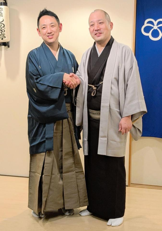 　会見に出席した（左から）三遊亭円楽、春風亭一之輔