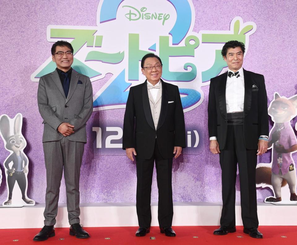 　（左から）三宅健太、梅沢富美男、高嶋政宏（撮影・園田高夫）