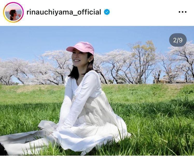 　夫の吉田栄作とお花見へ。今年４月の内山理名のインスタグラム＠ｒｉｎａｕｃｈｉｙａｍａ＿ｏｆｆｉｃｉａｌより