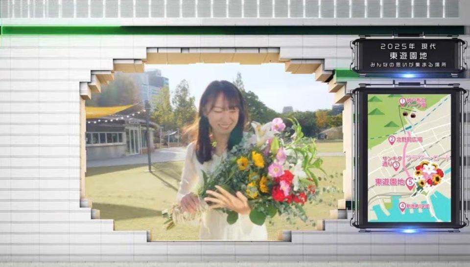 　プロジェクションマッピングの映像に出演したＫＯＢｅｒｒｉｅＳ♪の森島みなみ