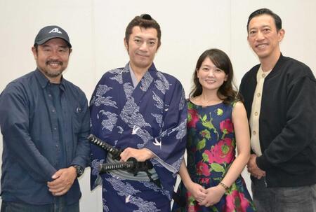 　取材会に登場した（左から）安田淳一監督、田村ツトム、沙倉ゆうの、安藤彰則
