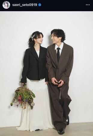 　結婚を発表した瀬戸さおりと宮﨑秋人（瀬戸さおりのインスタグラム＠ｓａｏｒｉ＿ｓｅｔｏ０９１９から）