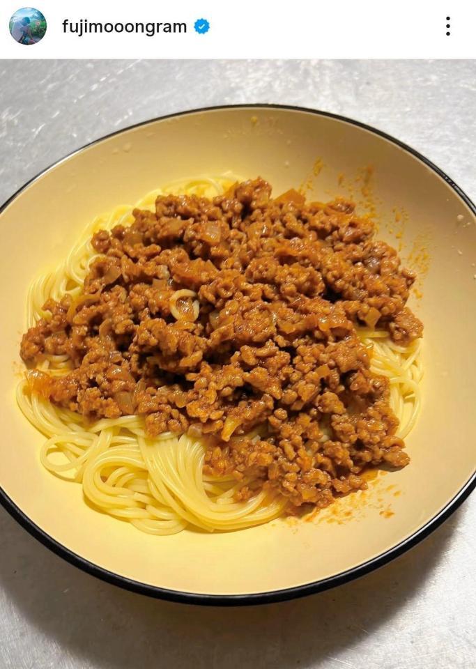 　長女が作ったボロネーゼ。藤本敏史のインスタグラム＠ｆｕｊｉｍｏｏｏｎｇｒａｍ（１２月１８日付）より