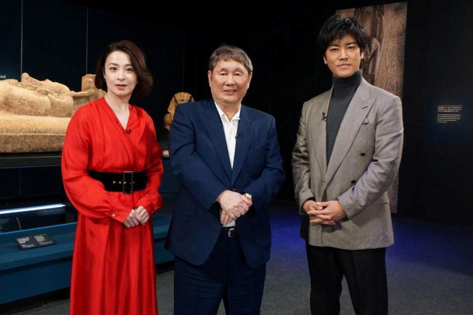 　「古代文明ミステリー　たけしの新・世界七不思議大百科　第１３巻　大エジプト博物館　世界初の独占撮影スペシャル！！」に出演する（左から）檀れい、ビートたけし、桐谷健太（©テレビ東京）