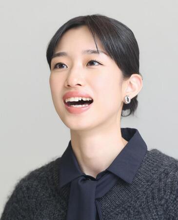 　取材に応じる河合優実（撮影・石井剣太郎）