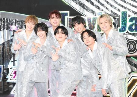 　ツアー初日を迎え意気込むＴｒａｖｉｓ　Ｊａｐａｎの（前列左から）七五三掛龍也、宮近海斗、中村海人、（後列同）松倉海斗、吉澤閑也、川島如恵留、松田元太