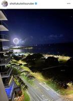 　自宅から花火が。笑福亭鶴瓶のインスタグラム＠ｓｈｏｆｕｋｕｔｅｉｔｓｕｒｕｂｅ（１月１日付）より 