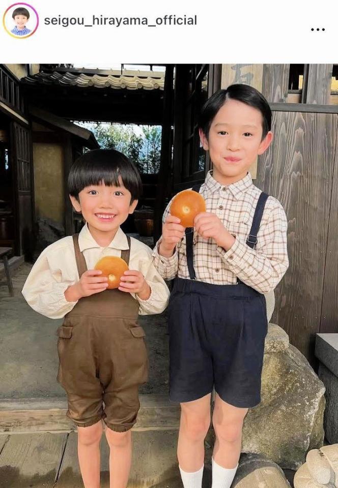 「あんぱん」でも兄弟役を演じた平岡正剛（左）と木村優来。平岡のインスタグラム＠ｓｅｉｇｏｕ＿ｈｉｒａｙａｍａ＿ｏｆｆｉｃｉａｌより