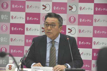 会見したカンテレ・岡宏幸社長＝大阪市内