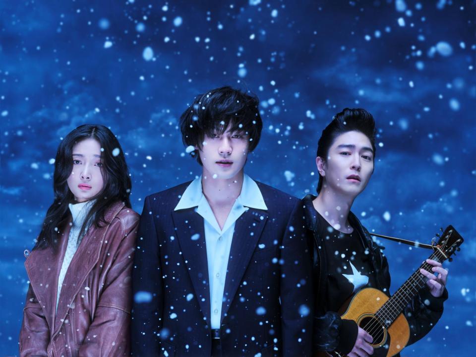 主演を務めるＴｒａｖｉｓ　Ｊａｐａｎ・松田元太。（左から）キム・チャンミ、稲葉友