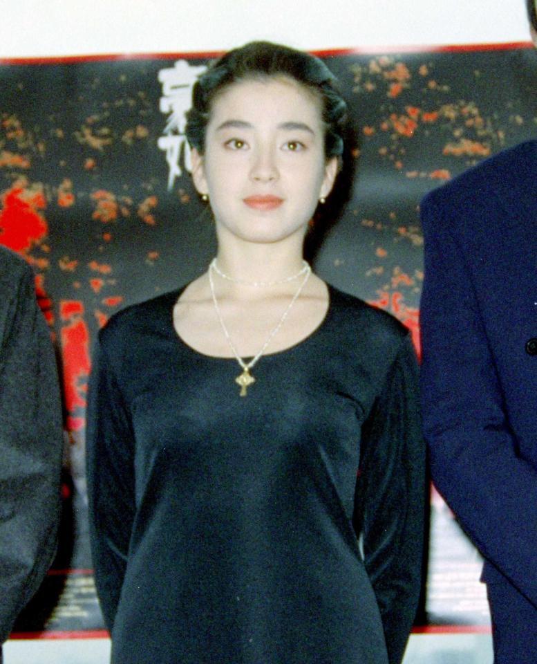 １９９２年３月、映画「豪姫」完成会見で。宮沢りえ＝大阪市内