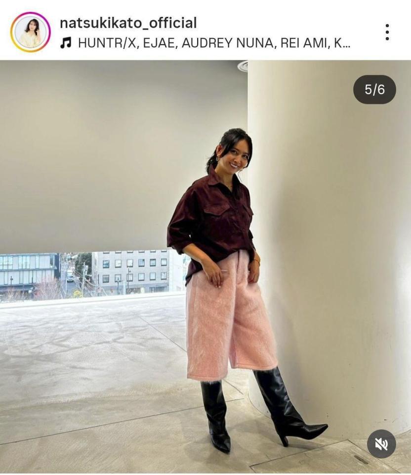 「１周回って」出演を報告した加藤夏希のインスタグラム＠ｎａｔｓｕｋｉｋａｔｏ＿ｏｆｆｉｃｉａｌより