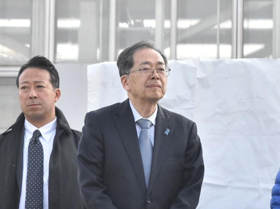 応援演説を行う中道改革連合・斉藤鉄夫共同代表＝大阪府内