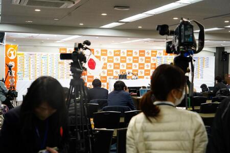 参政党の会見場（撮影・高石航平）