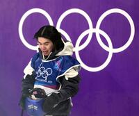 男子ビッグエア決勝　３回目を終えた荻原大翔＝リビーニョ（共同）