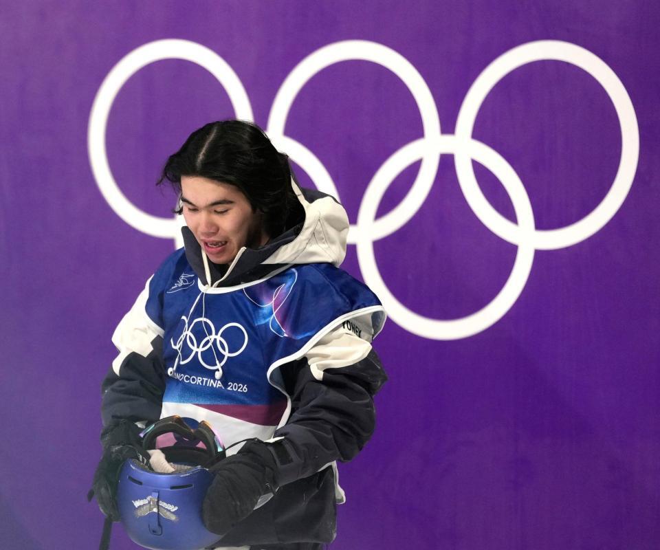 男子ビッグエア決勝　３回目を終えた荻原大翔＝リビーニョ（共同）