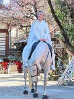 王子様衣装で白馬にまたがる辰巳ゆうと