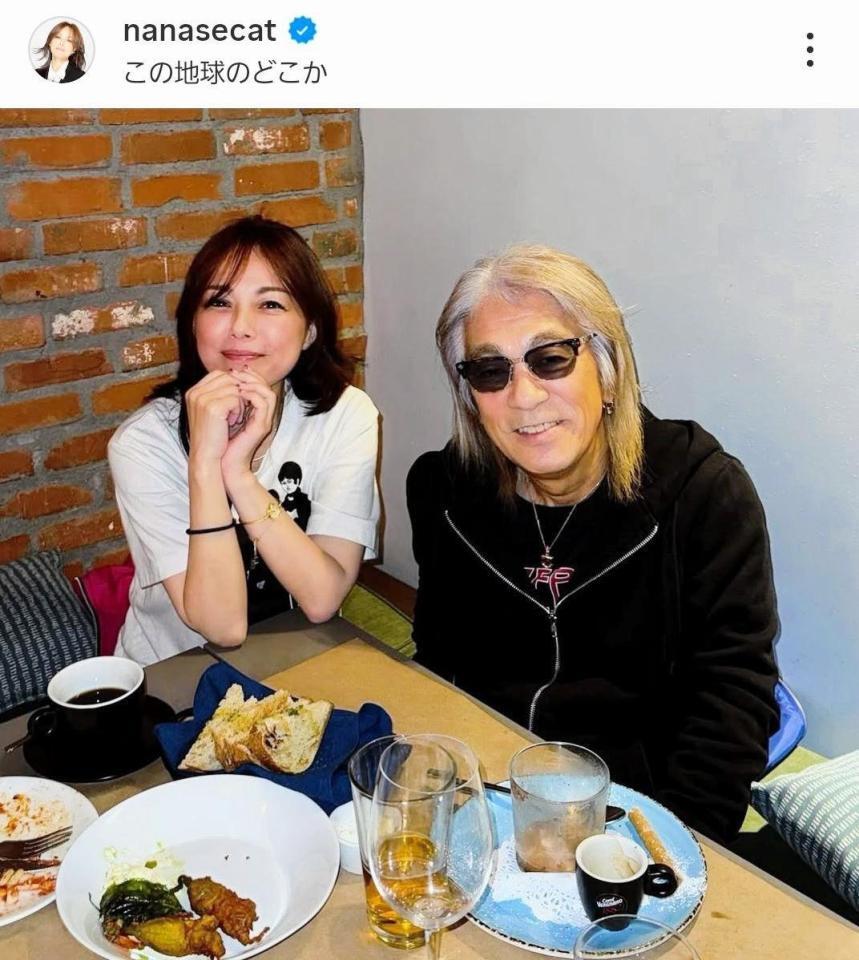 Ｂ’ｚ松本と。相川七瀬のインスタグラム＠ｎａｎａｓｅｃａｔより 