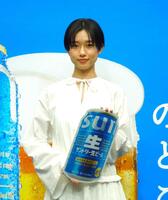 「サントリー生ビール」新ＣＭ発表会に出席した河合優実