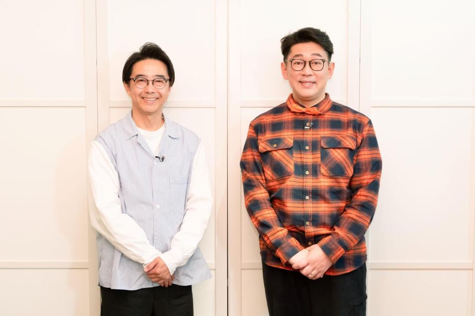 「テレ東系　ウェルビーイングってなんだ？ＷＥＥＫ～こころとカラダになんかいい～」の公式アンバサダーに就任したビビる大木（右）とおぎやはぎ・矢作兼（©テレビ東京）