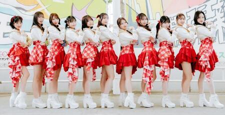 イベントを行ったＪｕｉｃｅ＝Ｊｕｉｃｅの（左から）江端妃咲、林仁愛、松永里愛、入江里咲、工藤由愛、段原瑠々、有澤一華、石山咲良、川嶋美楓、井上玲音、遠藤彩加里