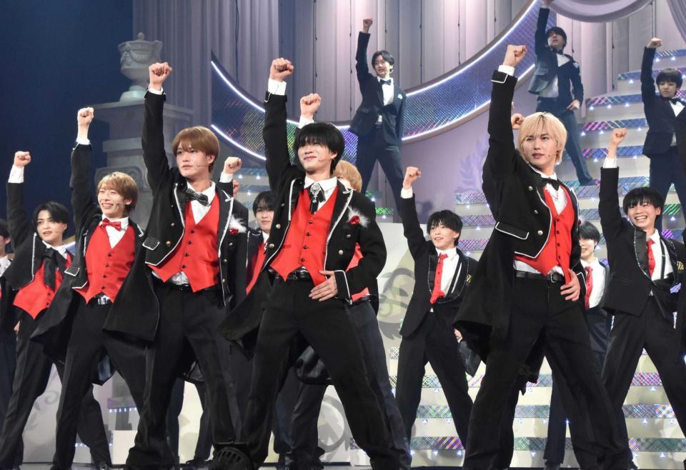 公開通し稽古を行った（前列左から）大西風雅、嶋﨑斗亜、岡﨑彪太郎