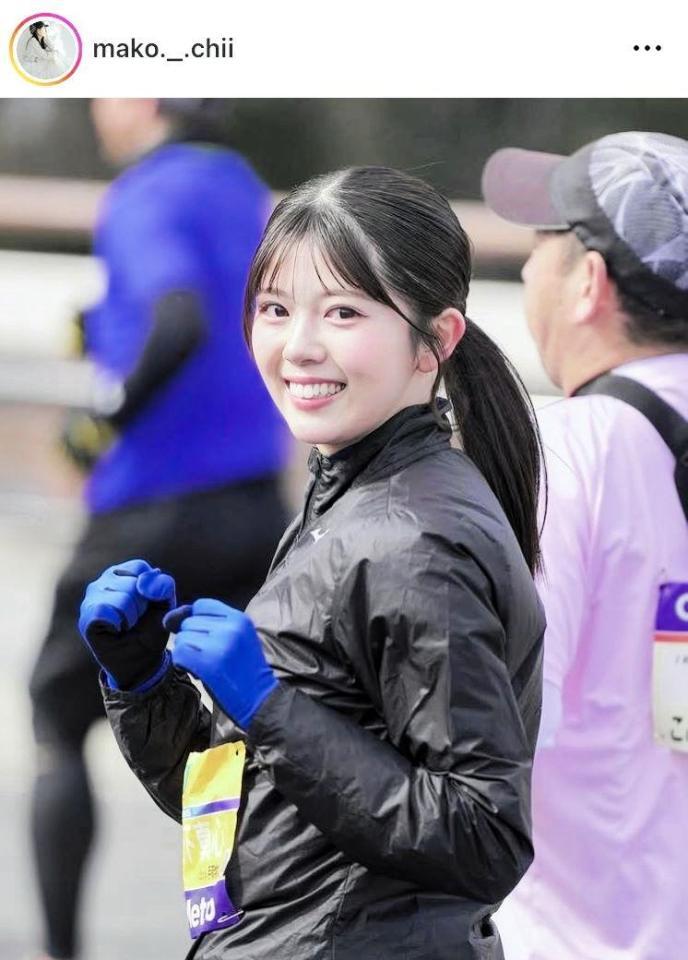 昨年の大阪マラソンでは完走。坂下真心のインスタグラム＠ｍａｋｏ．＿．ｃｈｉｉ（２５年２月２４日付）より