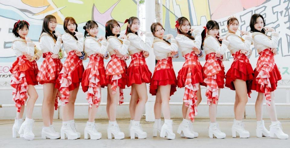 イベントを行ったＪｕｉｃｅ＝Ｊｕｉｃｅの（左から）江端妃咲、林仁愛、松永里愛、入江里咲、工藤由愛、段原瑠々、有澤一華、石山咲良、川嶋美楓、井上玲音、遠藤彩加里