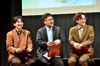 税理士記念日フェア２０２６に出席した（左から）Ｍ！ＬＫの吉田仁人、なすなかにし・中西茂樹、那須晃行　©文化放送