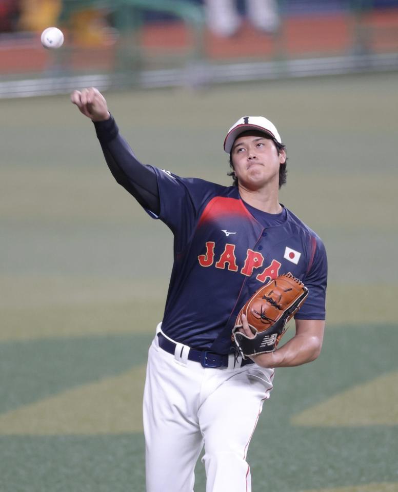 チーム合流後、キャッチボールで調整した大谷