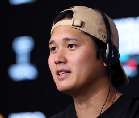 会見で語る大谷（撮影・伊藤笙子）