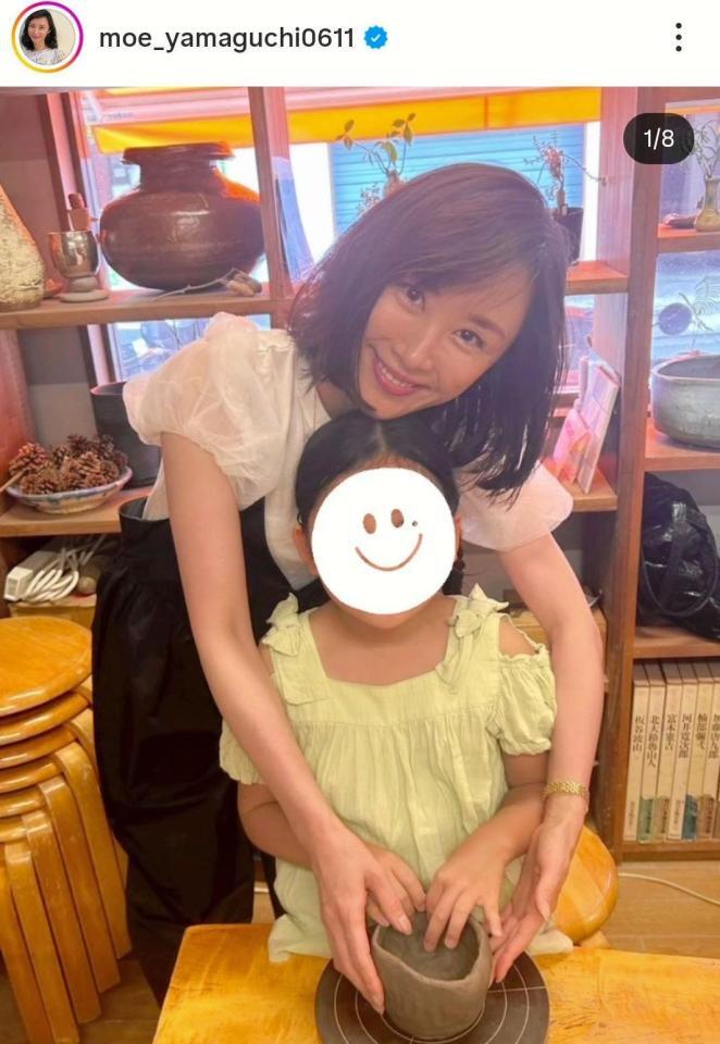 次女と陶芸。山口もえのインスタグラム＠ｍｏｅ＿ｙａｍａｇｕｃｈｉ０６１１（２５年８月４日付）より