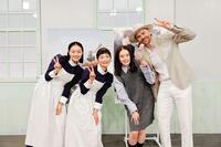 　朝ドラバトンタッチセレモニーに参加した（左から）上坂樹里、見上愛、高石あかり、トミー・バストウ