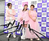 ＴＧＣ出演を前に取材に応じる（左から）杉浦太陽、希空、辻希美（撮影・開出牧）